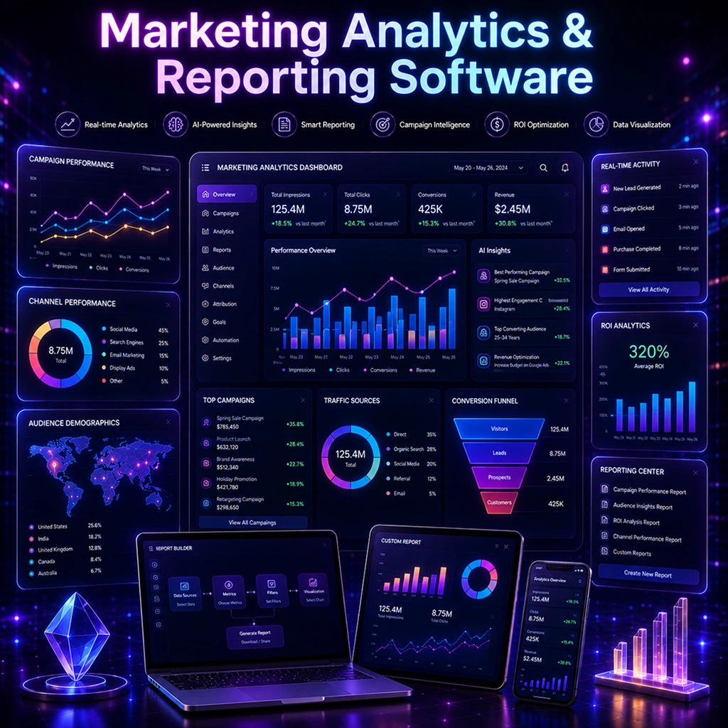 Marketing analytics and reporting software solution